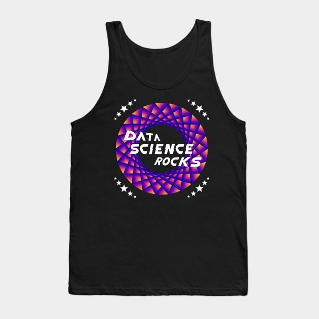 Data Science Rocks | Retro Racing Stars Logo Yellow Red Blue Tank Top by aRtVerse